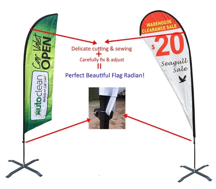 Outdoor Cheap Custom Aluminium Windproof Double Side Digital Printing Polyester Swooper Teardrop Feather Knife Flying Flag Pole Banner Beach Flag (JMSTQ)