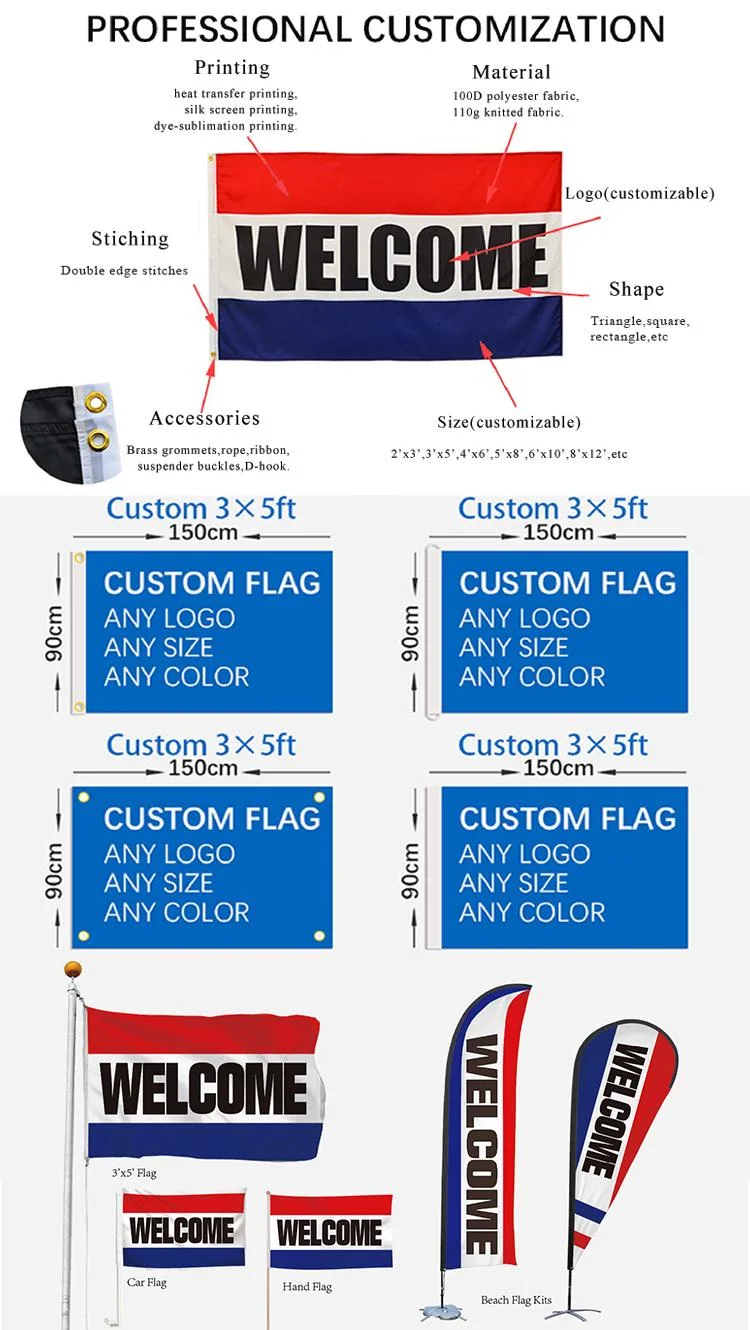 Cheap 3X5FT Custom Flag Digital Printing Polyester Banner Flag Outdoor Advertising Flag